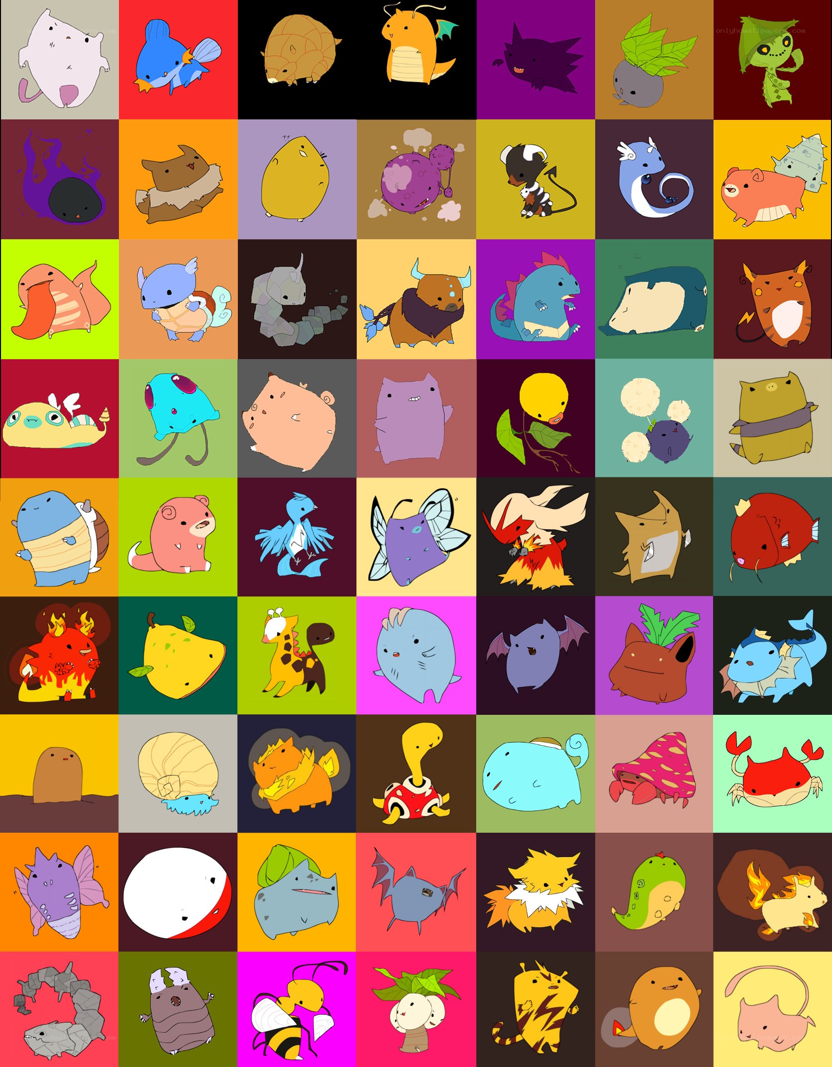 Pokémon character grid