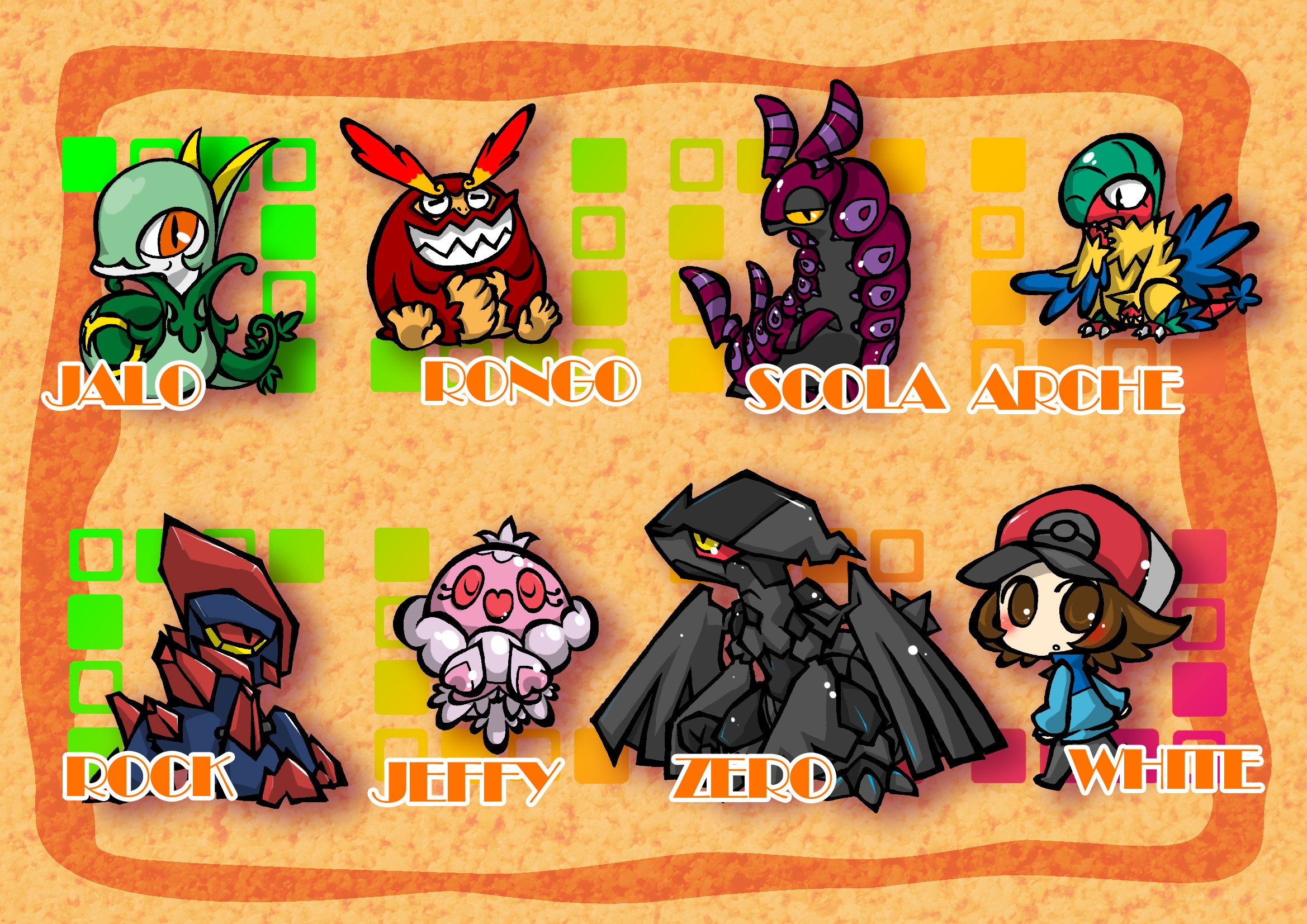 Pokémon characters and trainer