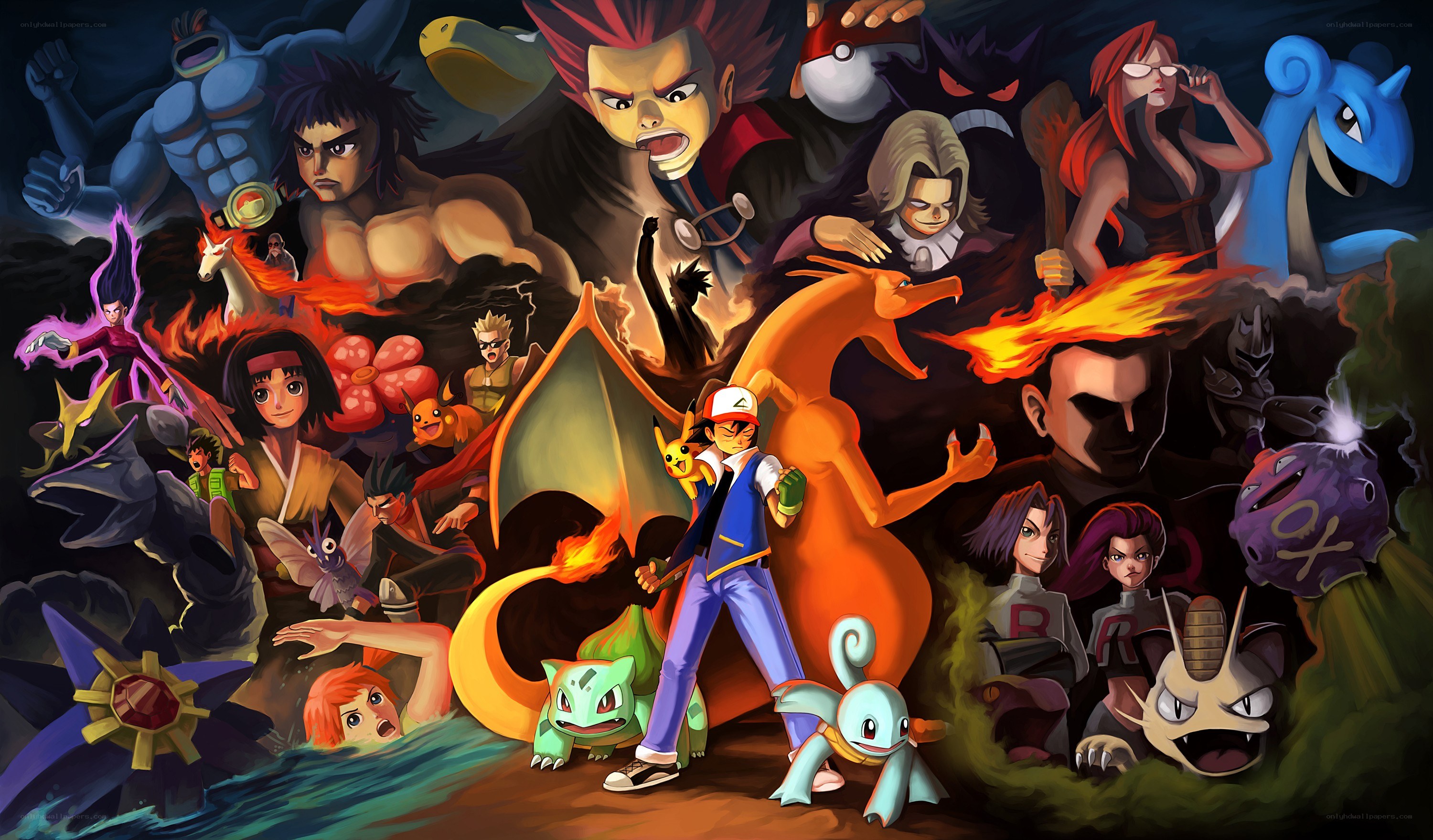 Pokémon characters and trainers collage