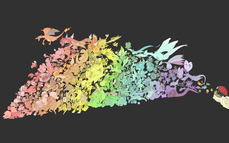 Pokémon Characters — Black, Colorful