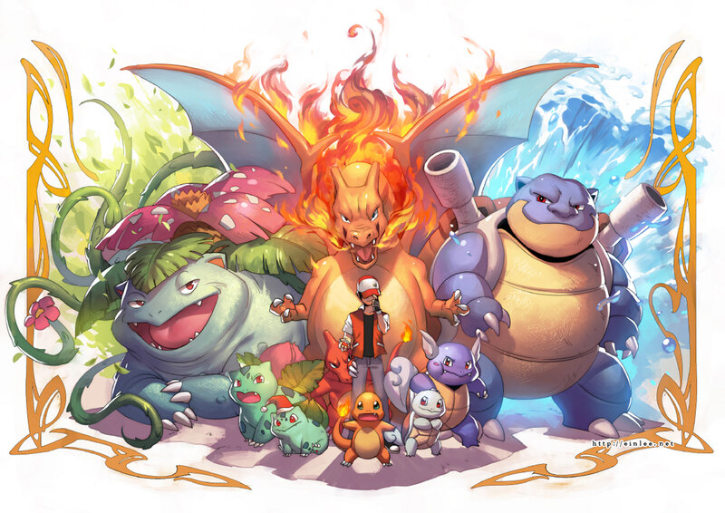 Pokémon Characters Group — Orange, Dramatic
