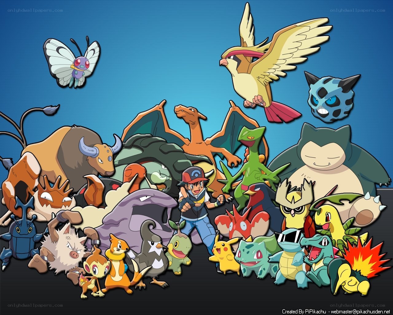 Pokémon characters group portrait