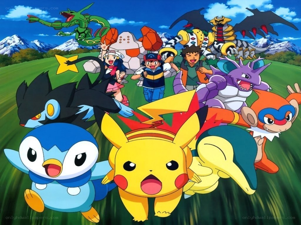 Pokémon characters in a field