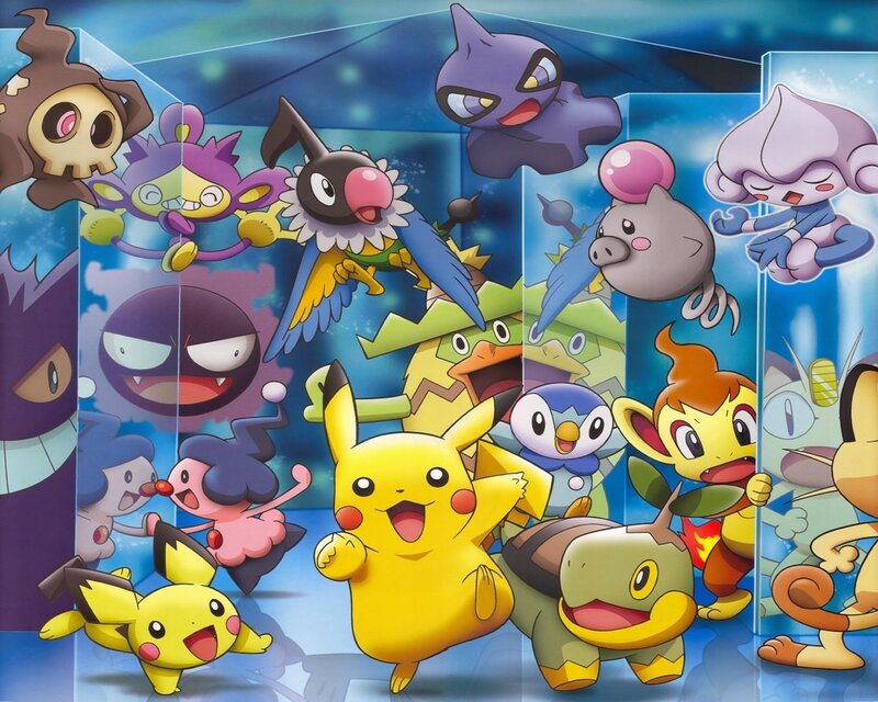 Pokémon characters in a group