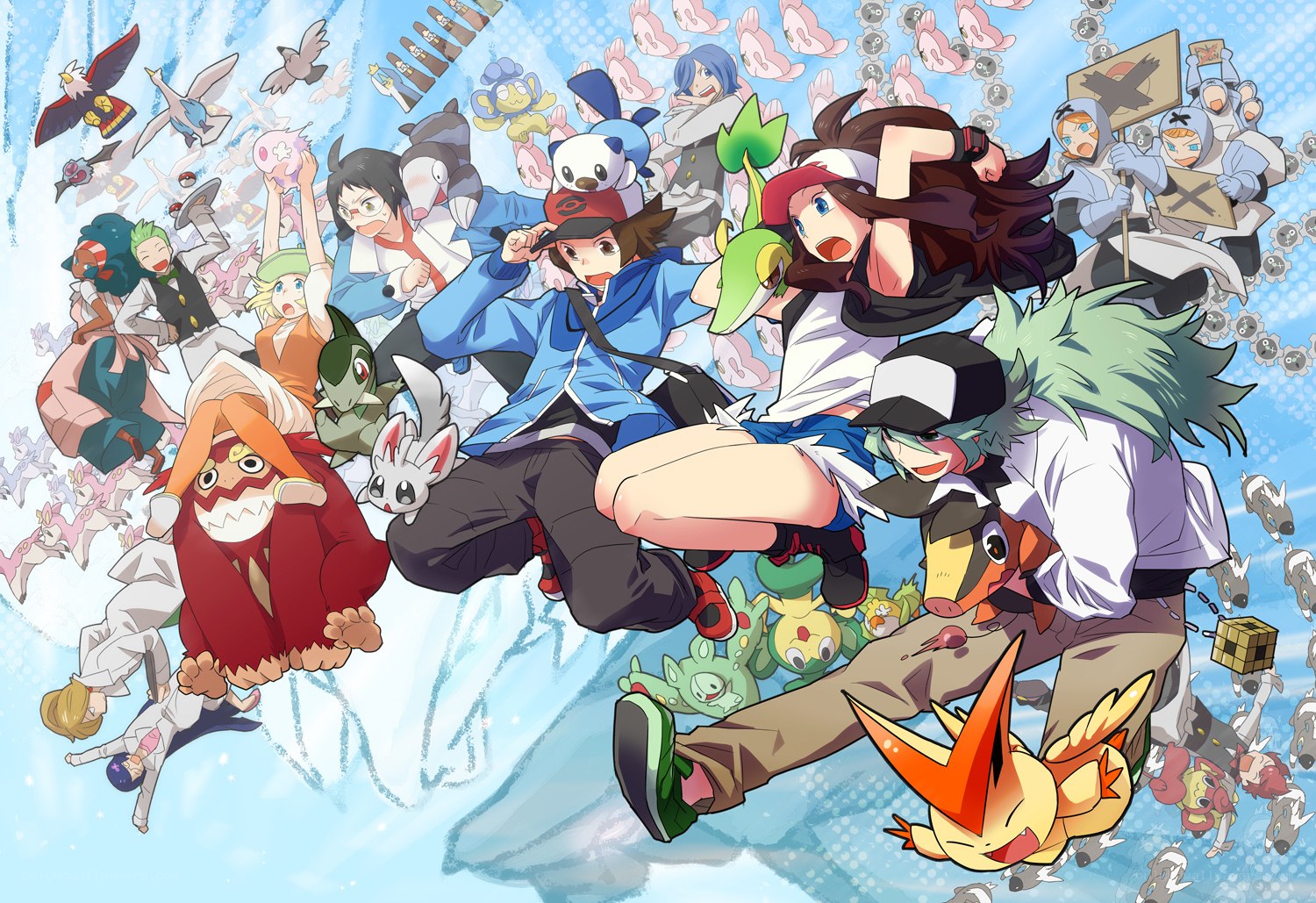 Pokémon characters in action