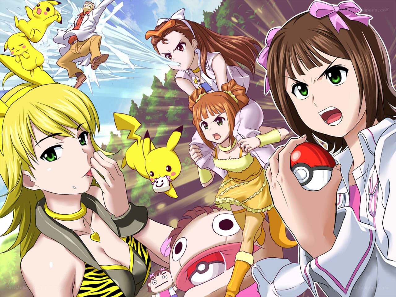 Pokémon characters in action