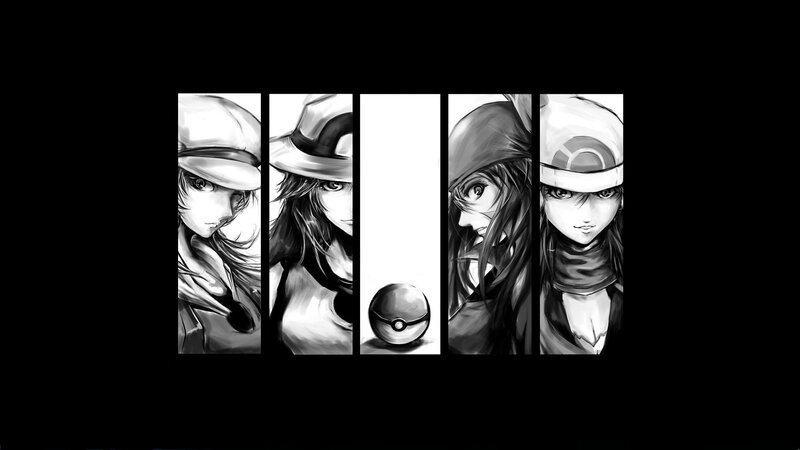 Pokémon characters in black and white