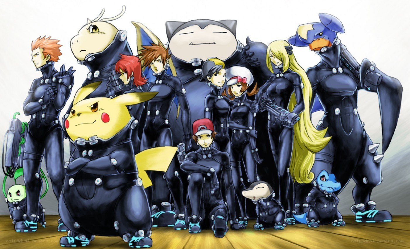 Pokémon characters in black suits