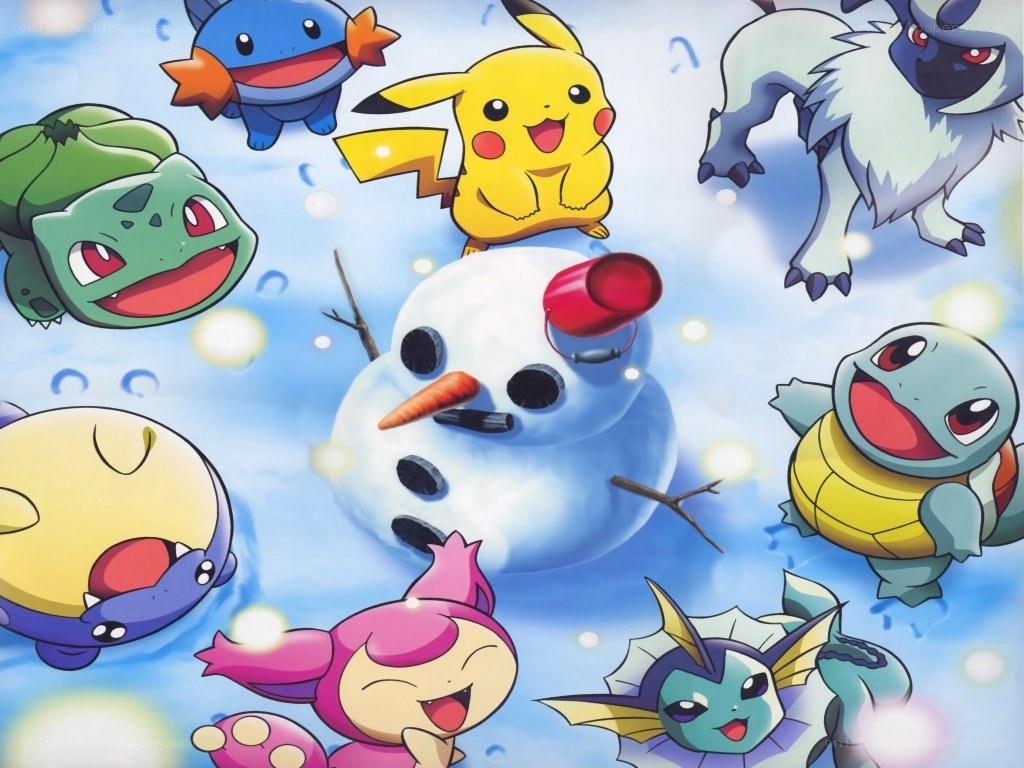 Pokémon characters in snow