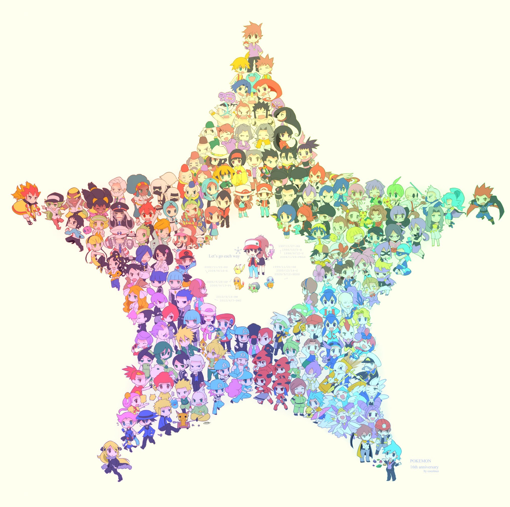 Pokémon characters in star shape
