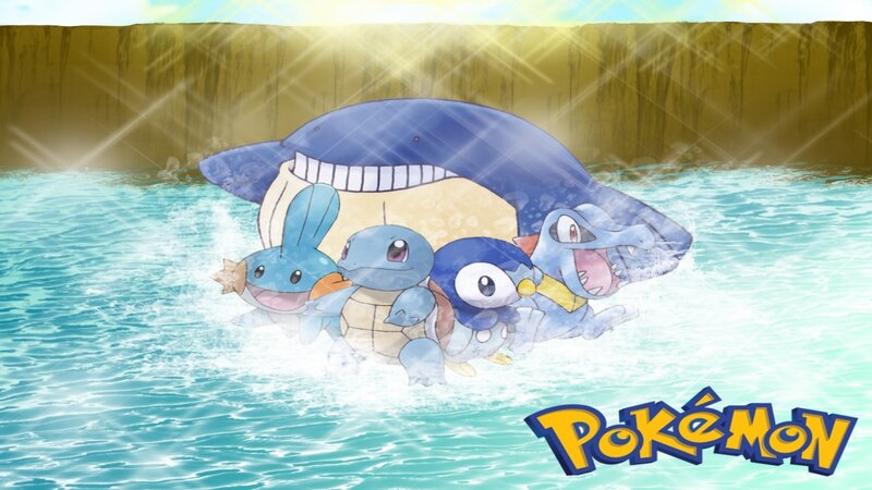 Pokémon characters in water