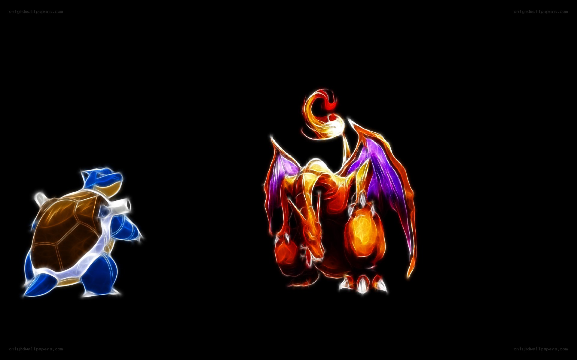 Pokémon characters on black