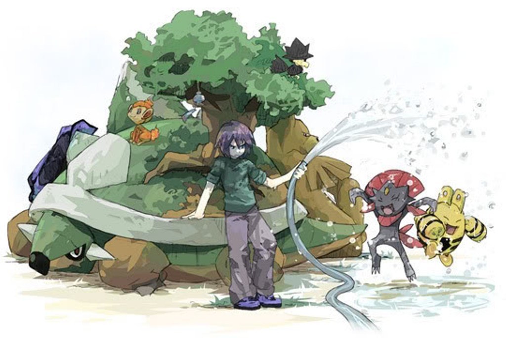 Pokémon characters playing with water