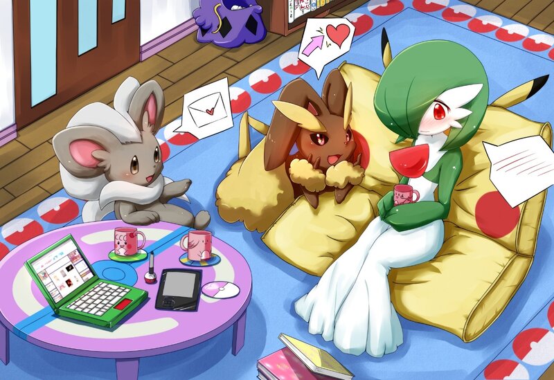 Pokémon characters relaxing at home