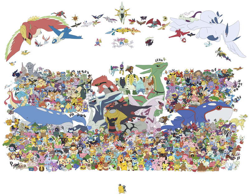 Pokémon Characters — White, Colorful, Digital Art, Anime Art