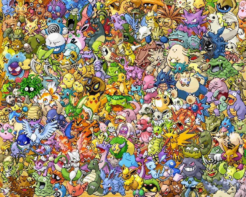 Pokémon Characters — Yellow, Chaotic, Pixel Art