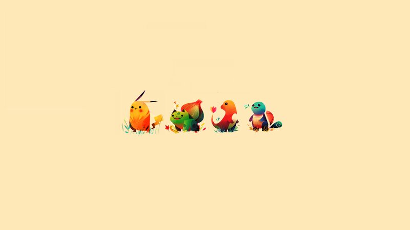 Pokémon Characters — Yellow, Playful, Digital Art