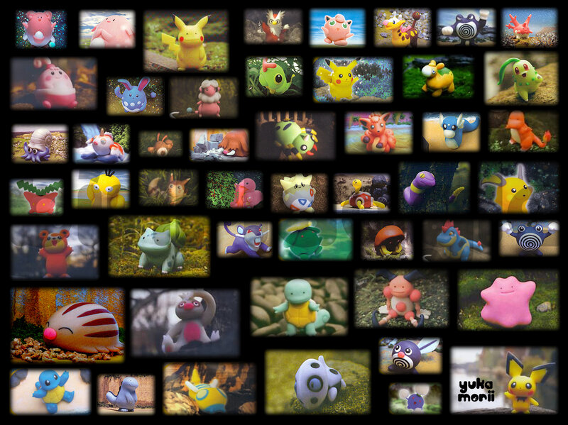 Pokémon clay figurines collage