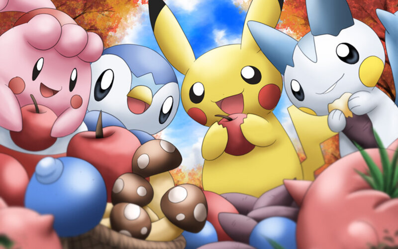 Pokémon eating apples together