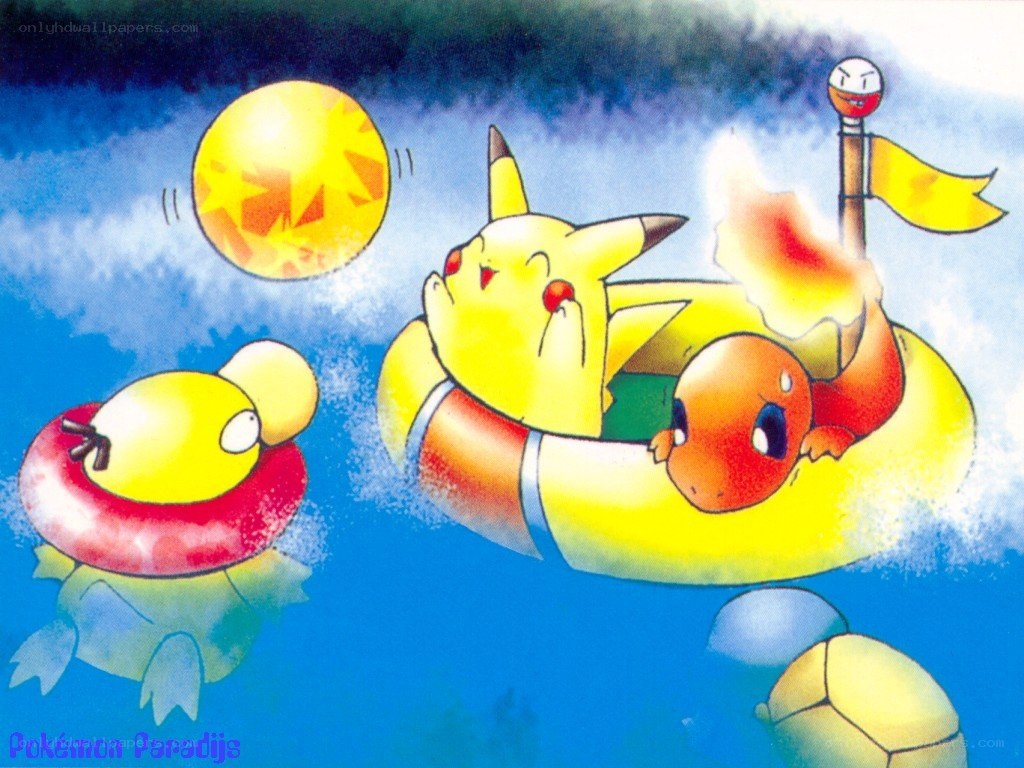 Pokémon enjoying a pool party