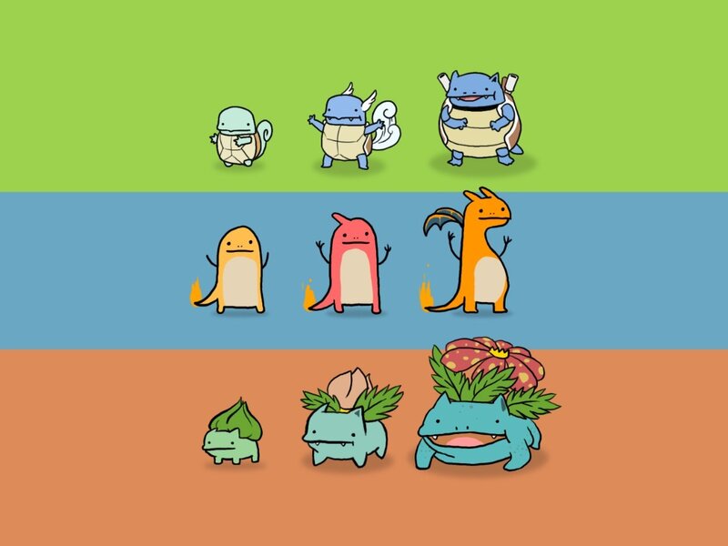 Pokémon Evolution Line — Green, Playful, Digital Art