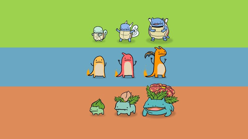 Pokémon Evolution Lines — Green, Playful, Digital Art, Fire