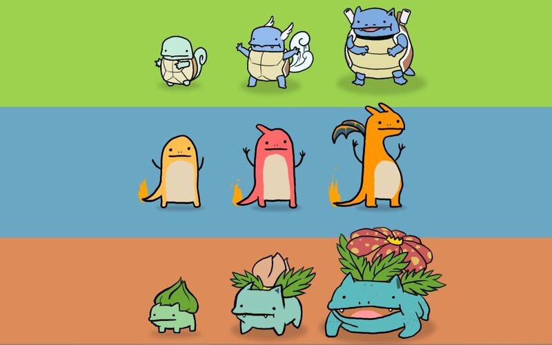 Pokémon Evolution Lines — Green
