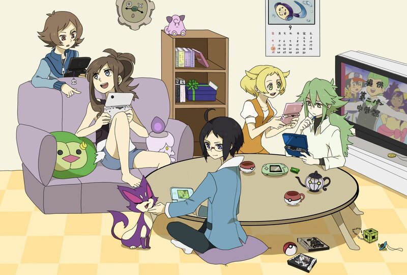 Pokémon fans playing games together