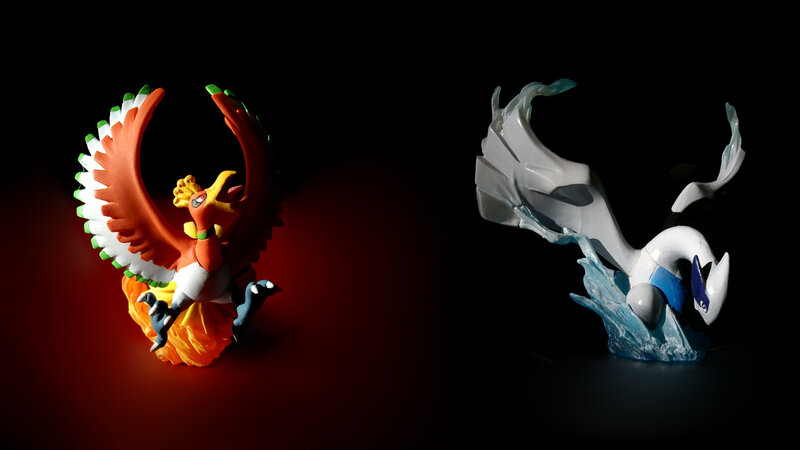 Pokémon figurines in light