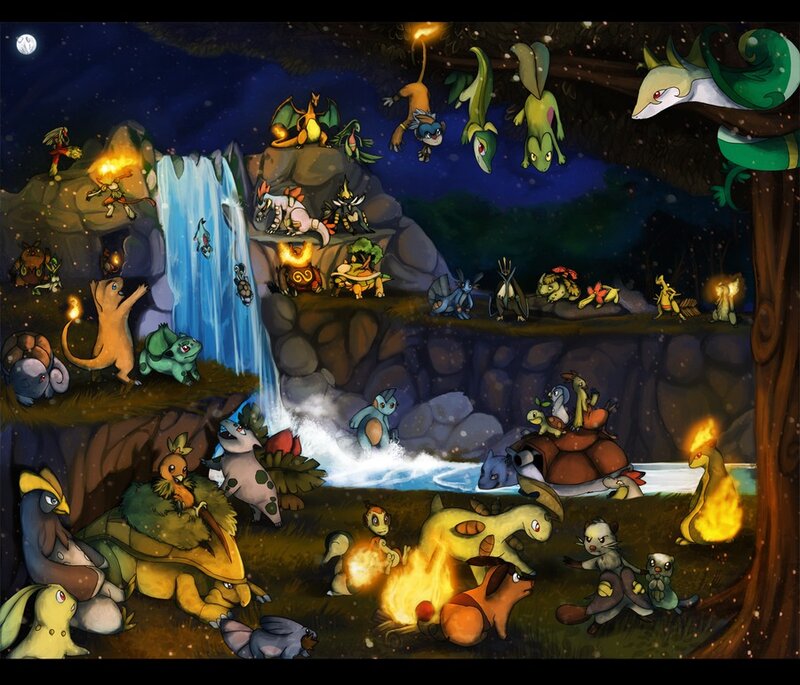 Pokémon Gathering at Night