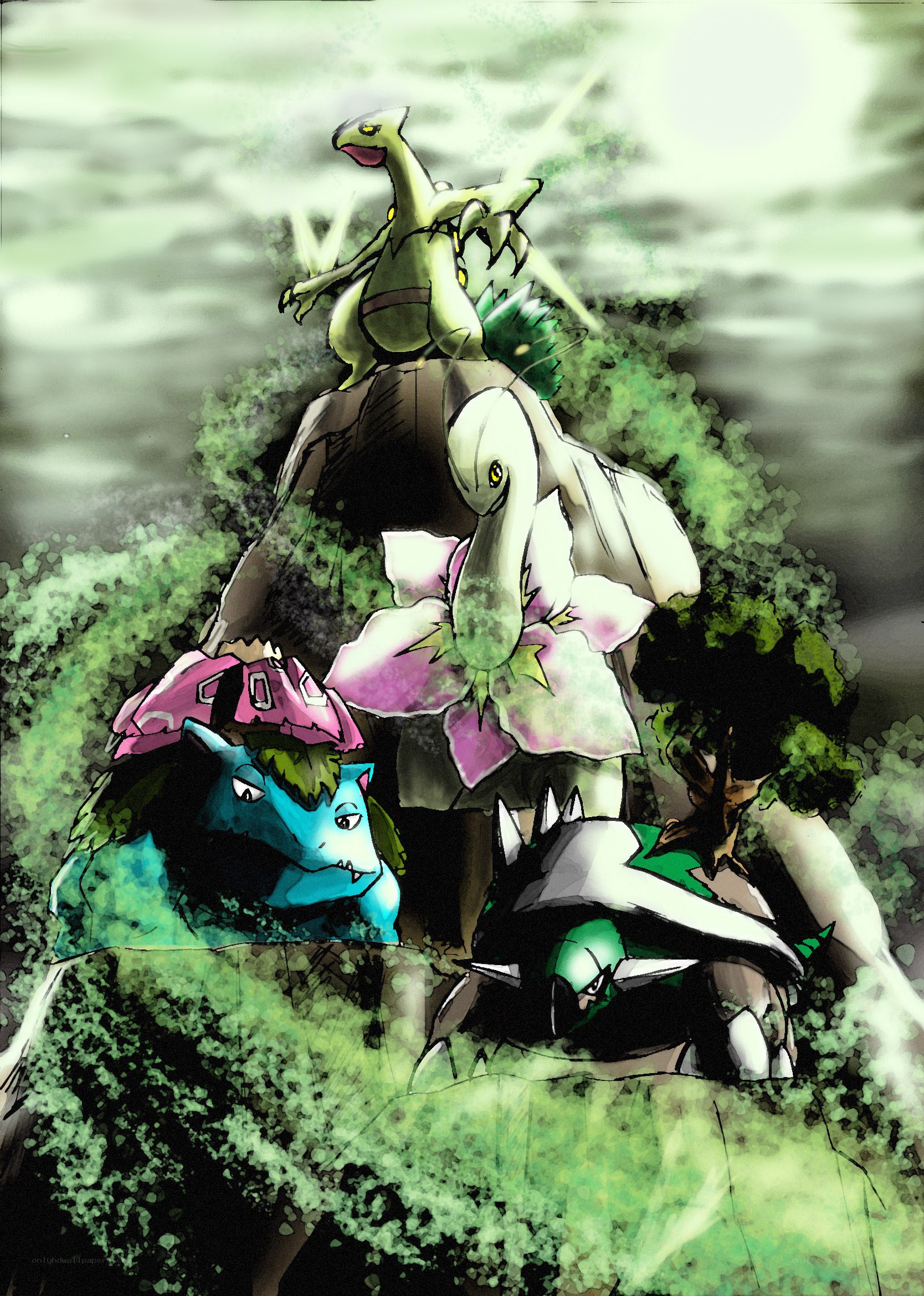 Pokémon group on a hill