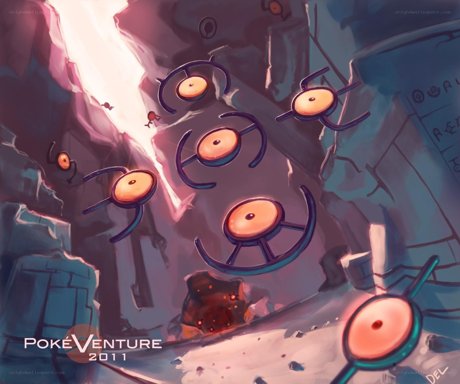 Pokémon in a cave
