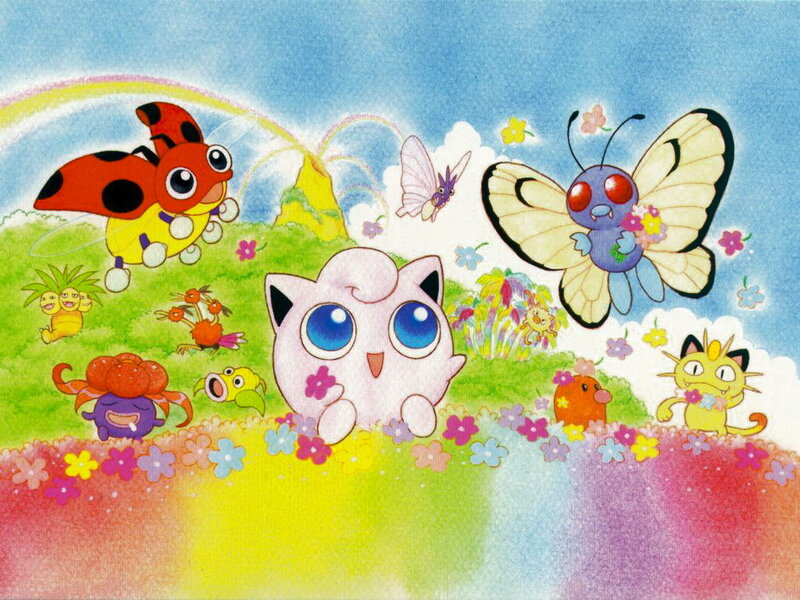 Pokémon in a colorful field