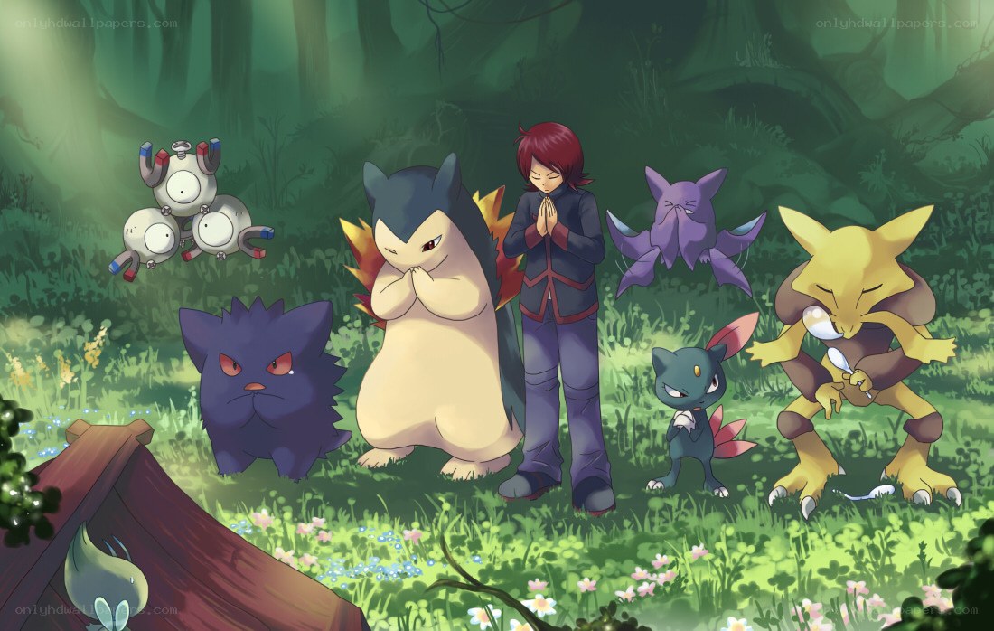 Pokémon in a forest clearing