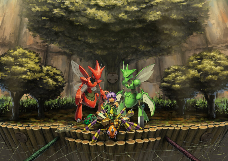 Pokémon in a forest clearing