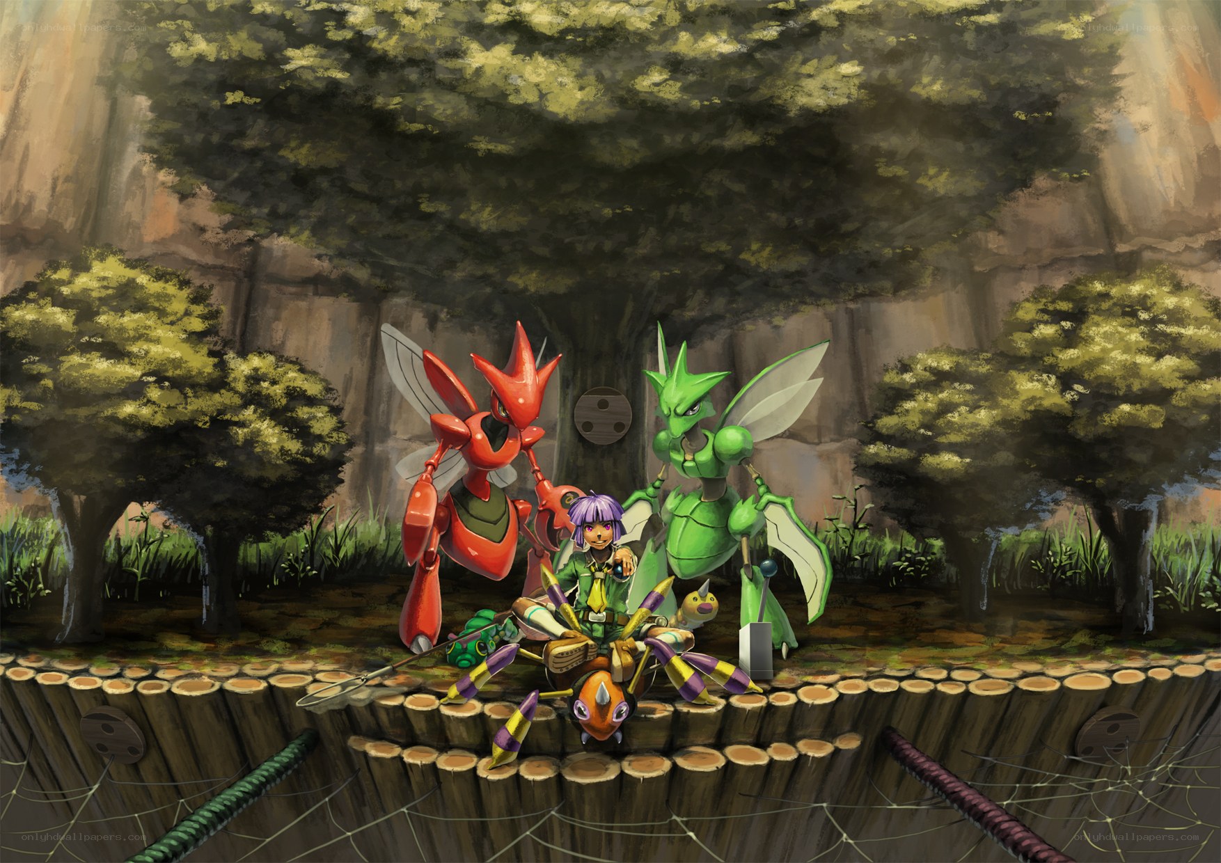 Pokémon in a forest clearing