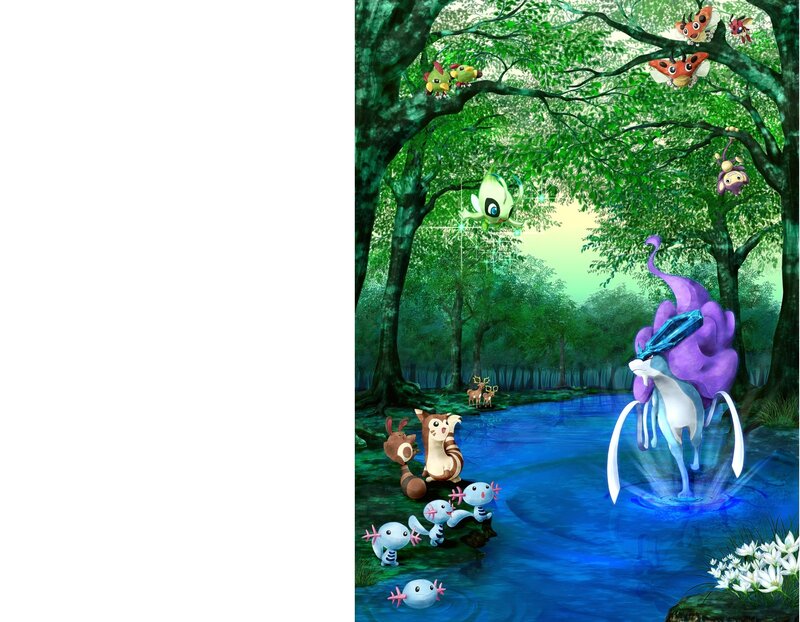 Pokémon in a Forest — Green
