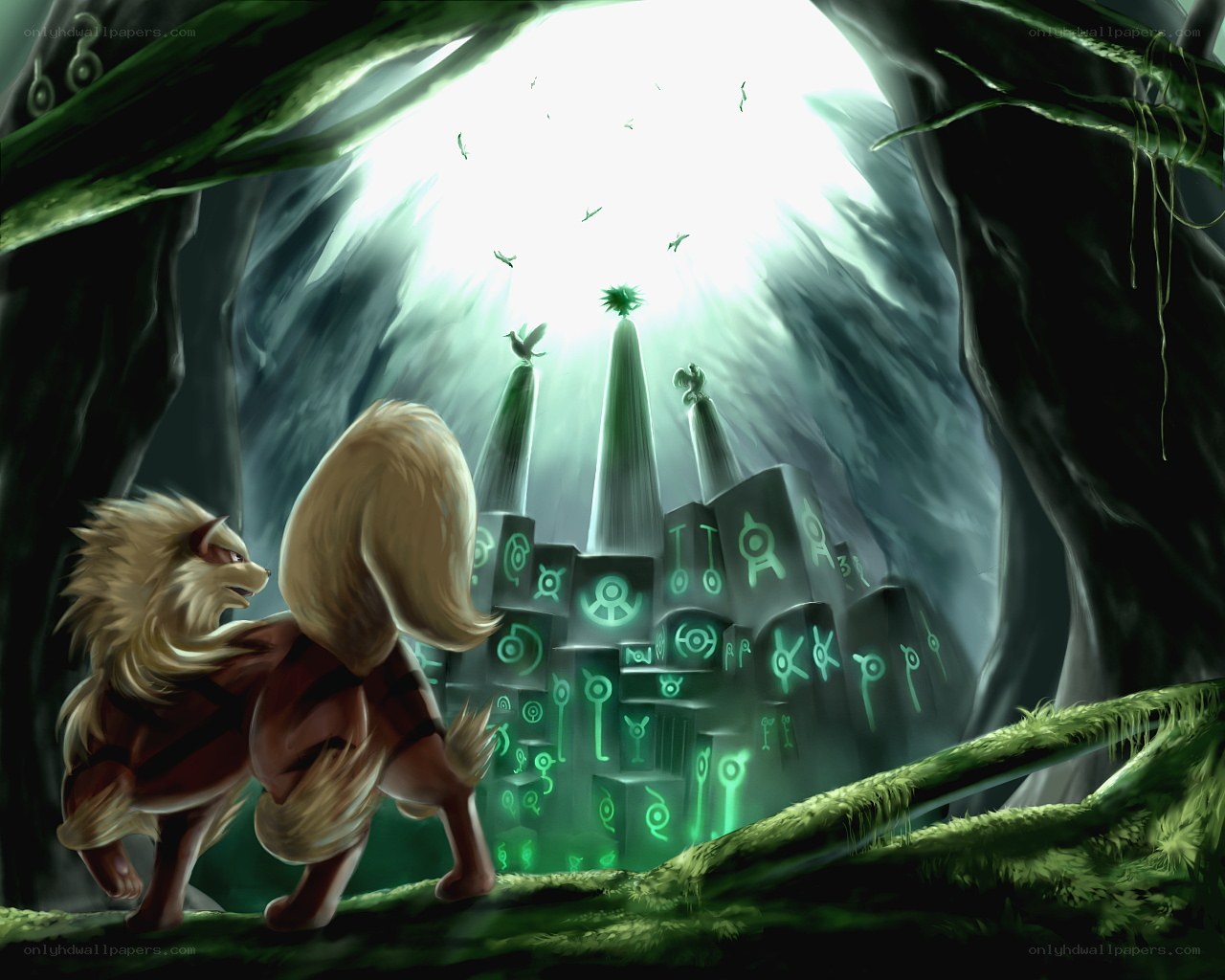Pokémon in a glowing cave