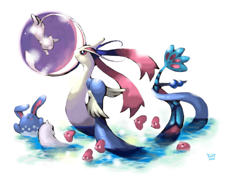 Pokémon in a magical water scene