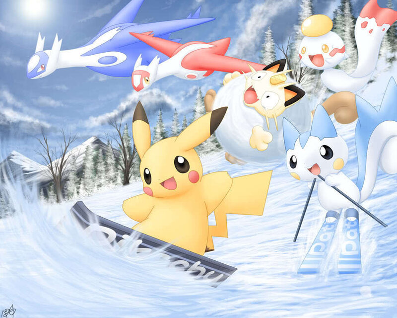 Pokémon in a snowy landscape