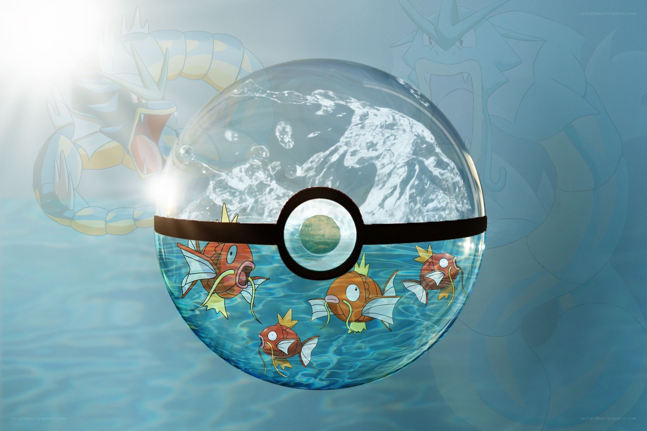 Pokémon in a water Poké Ball
