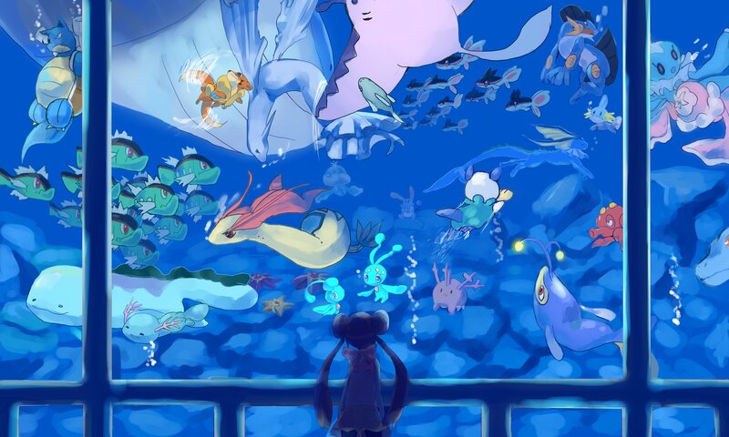 Pokémon in an aquarium