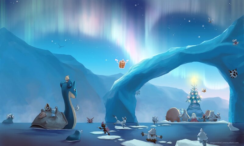 Pokémon in Icy Landscape