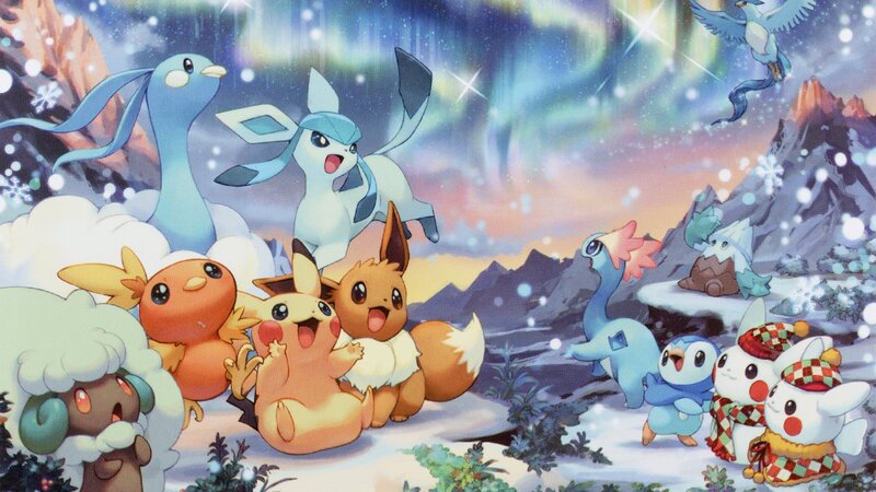 Pokémon in Snowy Landscape — Blue