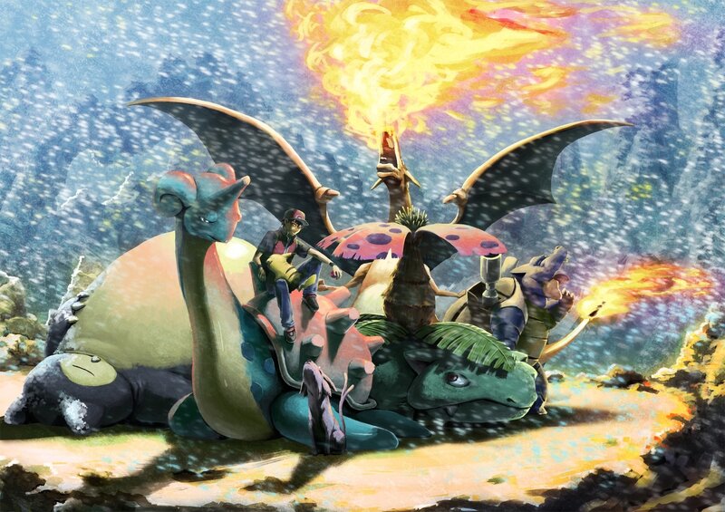 Pokémon in Snowy Landscape