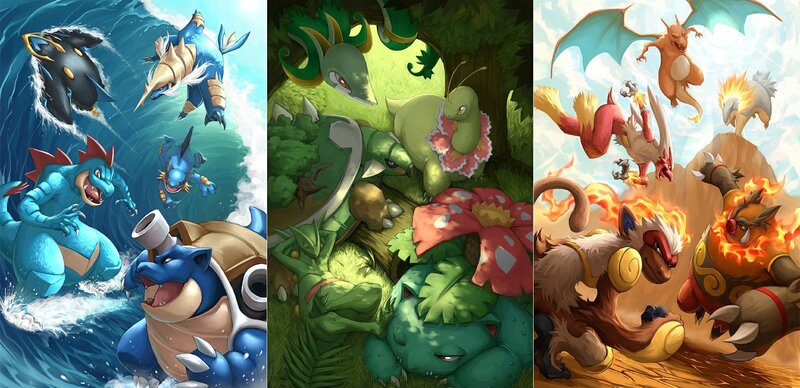 Pokémon in Three Groups — Blue