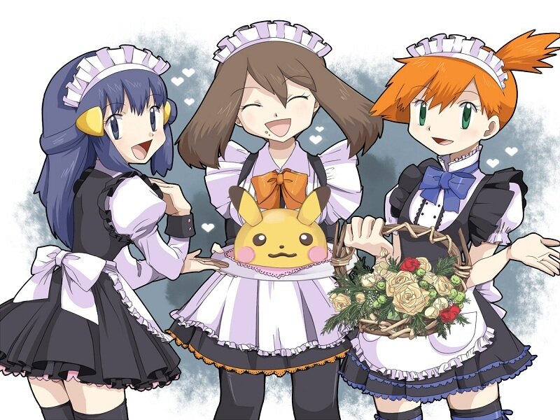 Pokémon maids with Pikachu