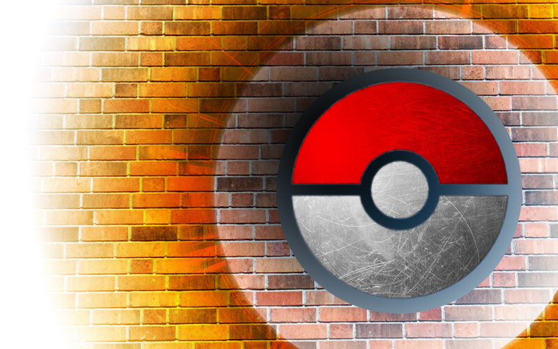 Pokémon Poké Ball on brick wall
