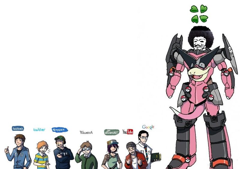 Pokémon robot with social media icons