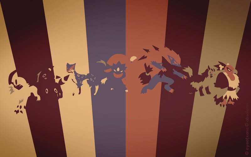 Pokémon silhouettes on stripes